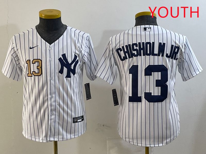 Youth New York Yankees #13 Chisholm jr White Stripe Game 2025 Nike MLB Jersey style 5
